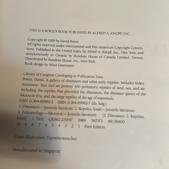 The gallery of dinosaurs & other early Reptiles 1989 David Peters - Picture 4 of 6